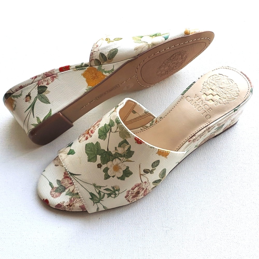 Vince Camuto Stephena Floral Boho Romantic Demi Wedge Slip on Mules Size 5.5 - Picture 3 of 10
